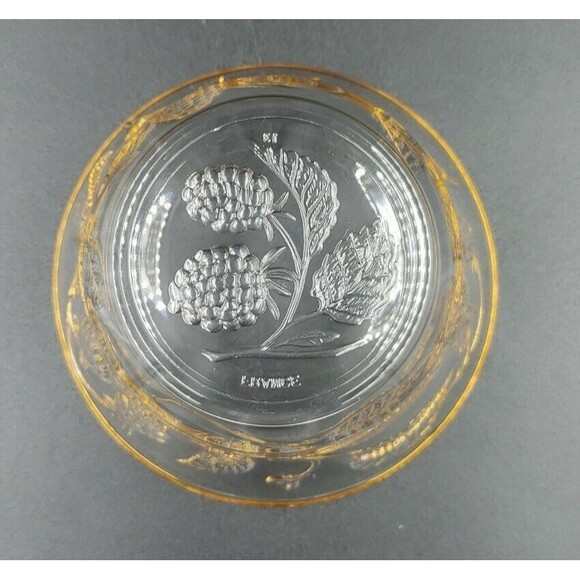 Arcoroc Vine and Berry Nut Bowl France Vtg Clear Glass Gold Trim Small Serving - Picture 9 of 9